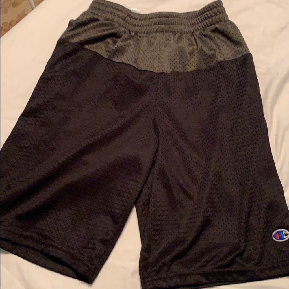 Black and gray champion shorts